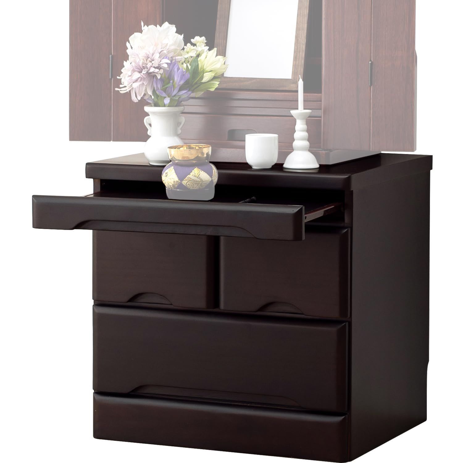 モダン 収納 完成品 仏具 天然木 仏壇チェスト 幅46 奥行39 仏壇台 高さ45 仏壇下台 ダークブラウン 萩原 MCH-6072DBR