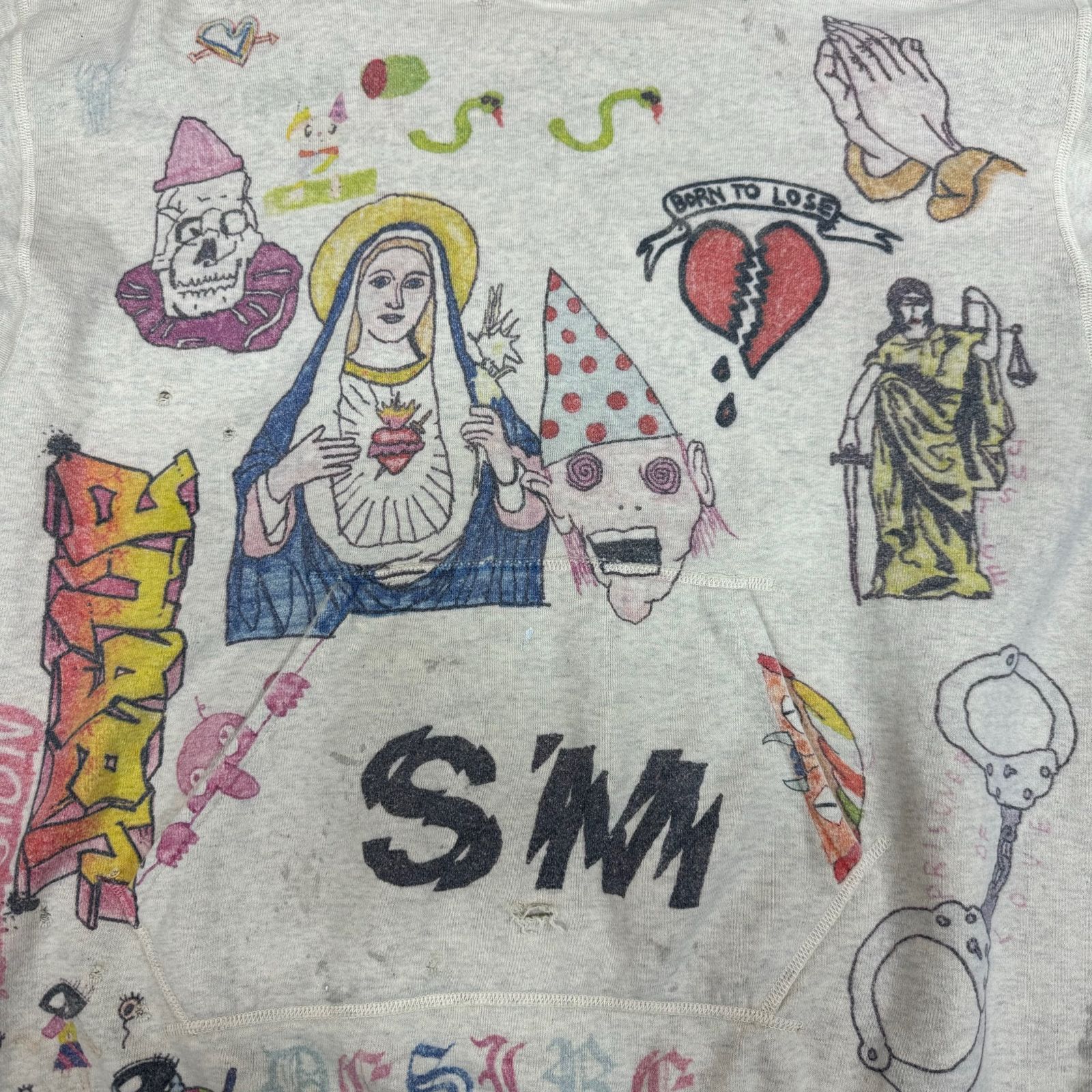 定価62700円 SAINT MICHAEL 21SS Hoodie Graffiti Grey SM-S21-0000-044 グラフィティ  スウェット フーディ パーカー セントマイケル L 70070A1