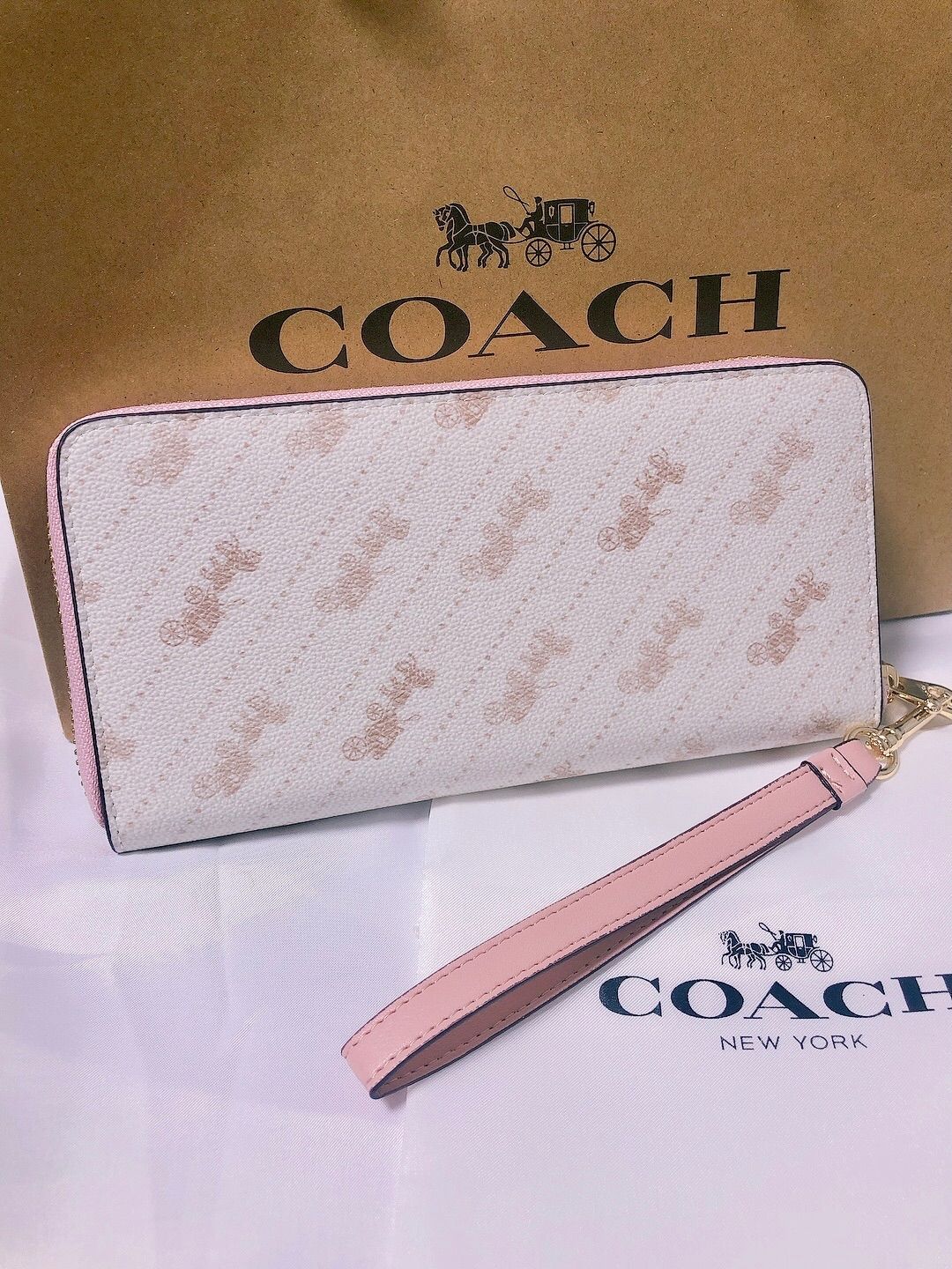 ✨新品✨COACH 長財布 馬車ロゴ ホースアンドキャリッジ ピンク