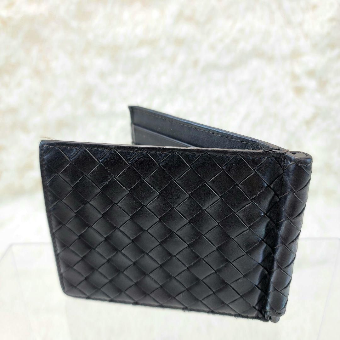BOTTEGA VENETA ダークブラウン レザー マネークリップ 折り財布