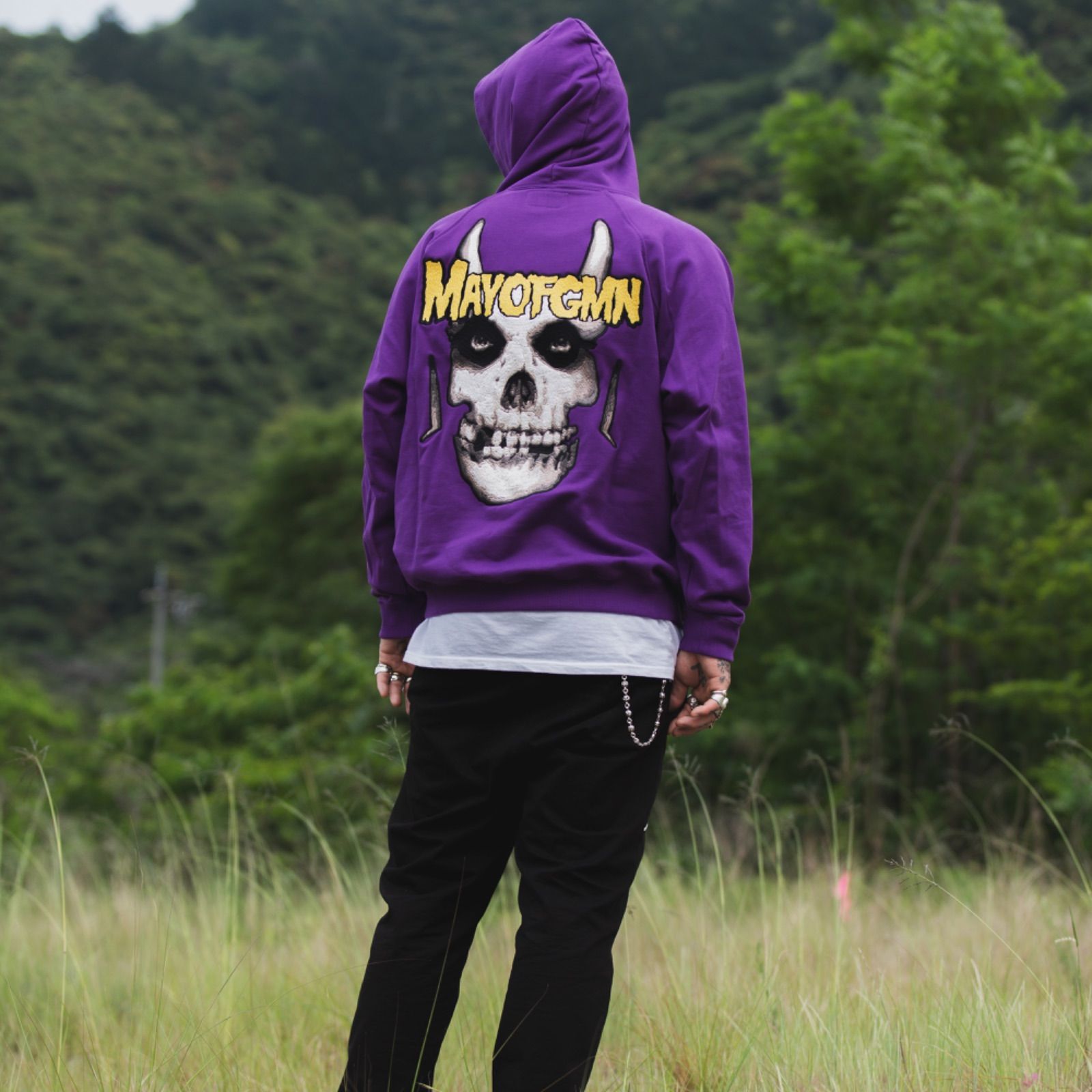 MAYO FGMN EMBROIDERY HOODIE - PURPLE 刺繍 パーカー フーディ スカル 