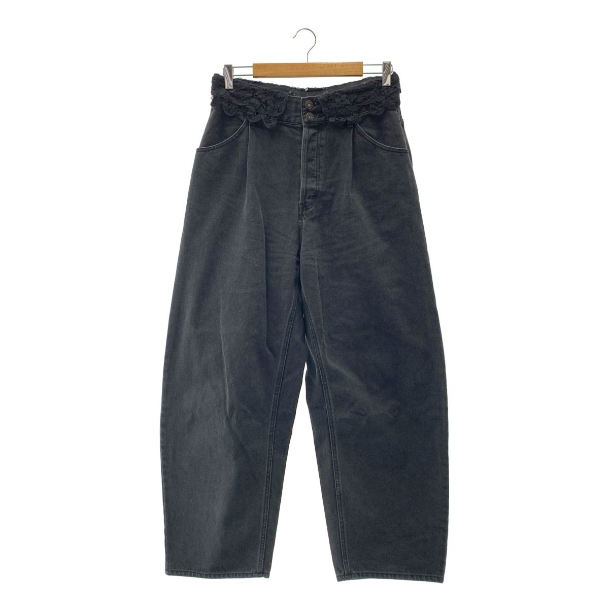 MUVEIL | ミュベール | × Dickies | ディッキーズ レース 装飾 ブラックデニム ワイドパンツ | 40 | チャコールグレー | レディース