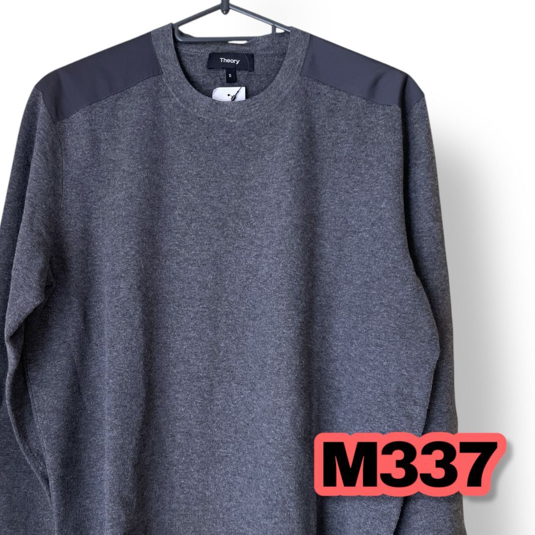 【美品】Theory セオリー ブラック クルーネックニット Mサイズ Theory(セオリー) クルーネックニット グレー色×ブラック色 S
