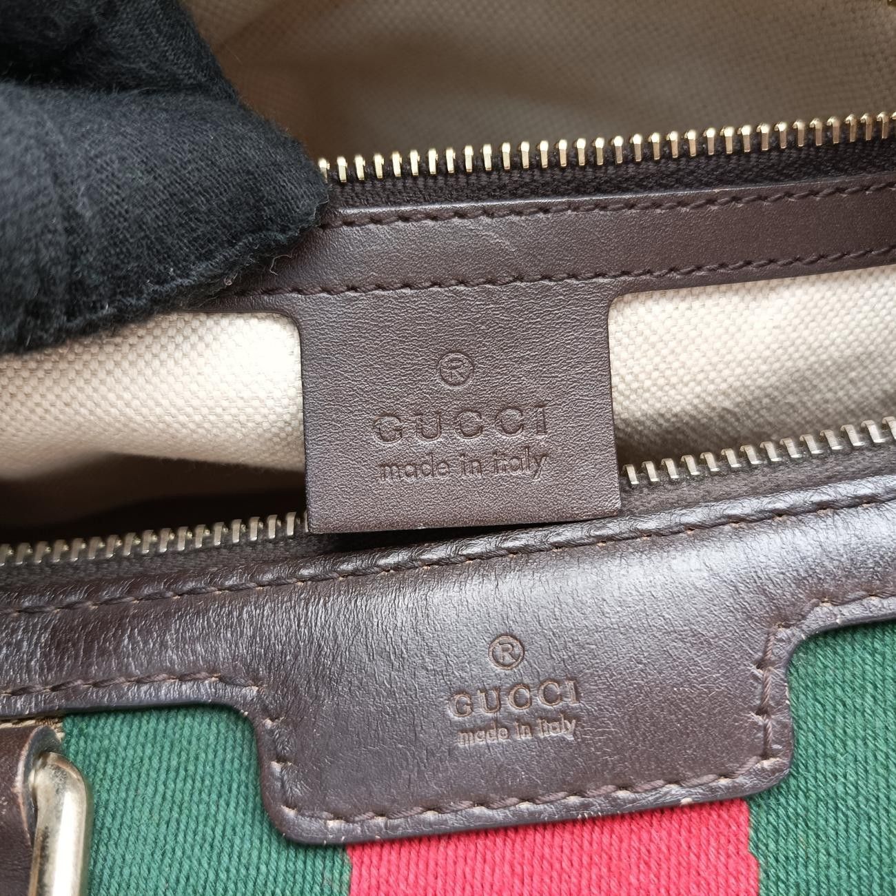 グッチGucciシェリーラインベージュ×グリーン×レッドキャンバス×レザー247205G017070502