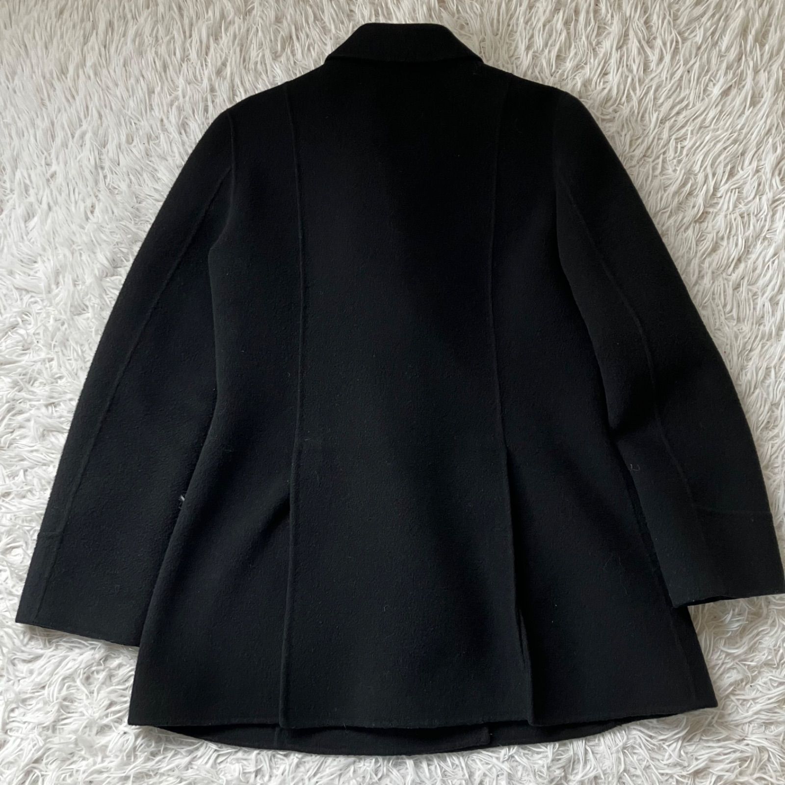23区 カシミヤ ピーコート ダブルブレスト 羊毛 ブラック 古着 3190