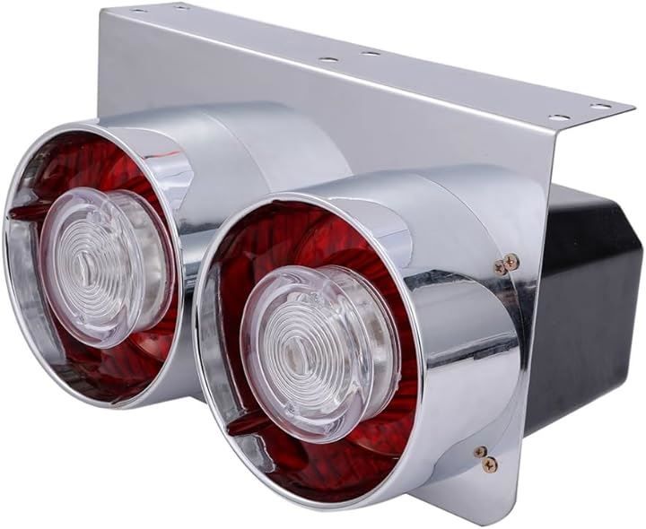 CustomDivine 24V 2連 丸型 テールランプ レトロ ロケット ウインカー 2個 左右 セット クリアー オレンジ レンズ 各種 小型 中型 トラック ダンプ デコトラ 等 汎用 社外品 クリアーレンズ FFCRYSTALESIA_COM