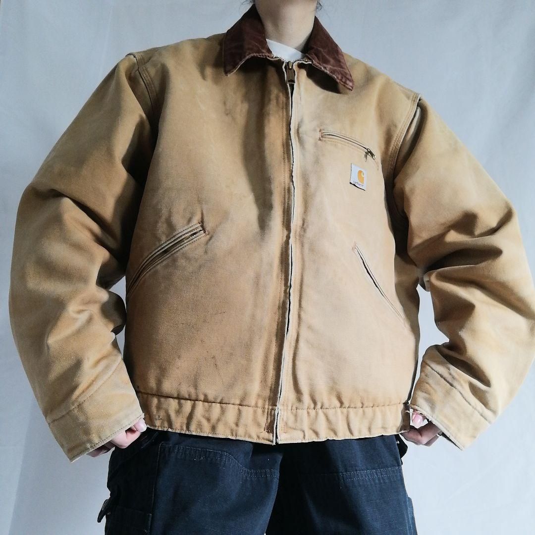 USA製 アメリカ製 Carhartt カーハート ビンテージ デトロイトジャケット ダックジャケット ワークジャケット ベージュ メンズL アメカジ  ヴィンテージ オールド フェード グランジ - メルカリ