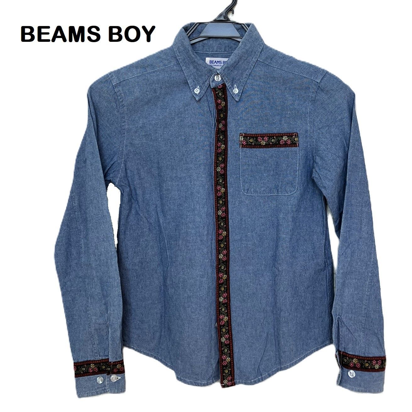 BEAMS BOY/ビームスボーイ】長袖シャツ デニムシャツ花柄 刺繡 