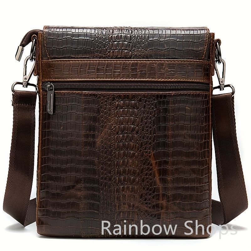 高級本革★メンズブリーフケース、ショルダーバッグ 　ワニ柄　牛革　ビジネス鞄 　多機能　実用　ブラウン 121B メンズ-クロコダイルバッグ｜メンズクロコダイルバッグなら三京商会 本店