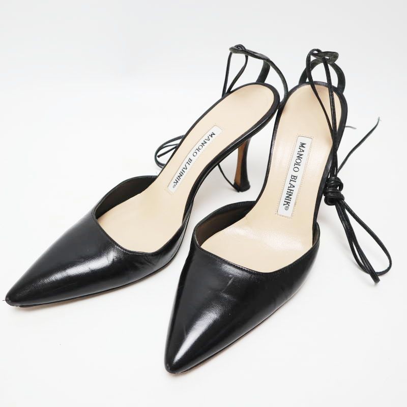 Manolo Blahnik ブラック ストラップヒール 【公式通販】