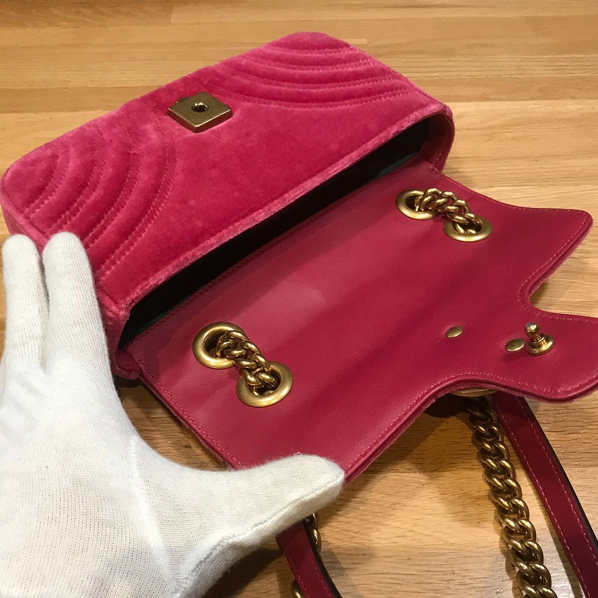 超美品】グッチ GGマーモント キルティングミニバッグ チェーン 