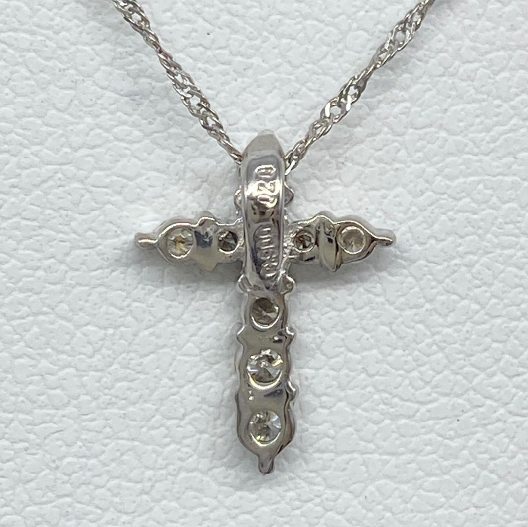 美品✨天然ダイヤ0.20ct クロスネックレス Pt900/850 超音波済