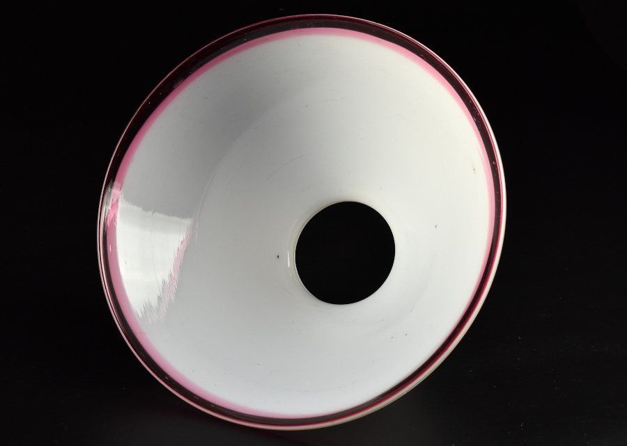 蔵C8008a レトロ ガラス電笠 縁赤 ランプシェード