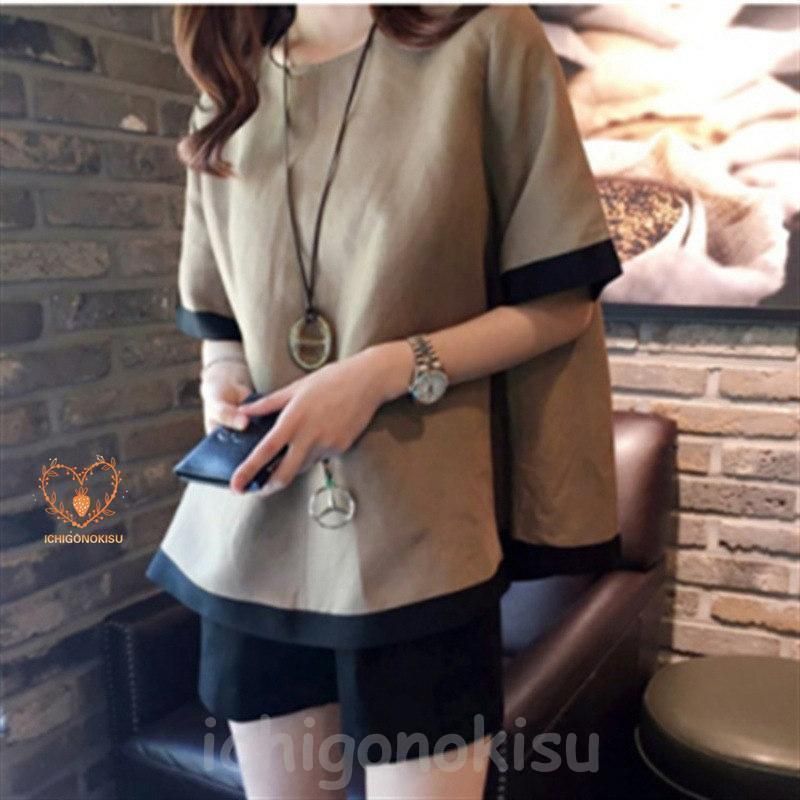 Tシャツ レディース 40代 夏 オシャレTブラウス 配色Tシャツ