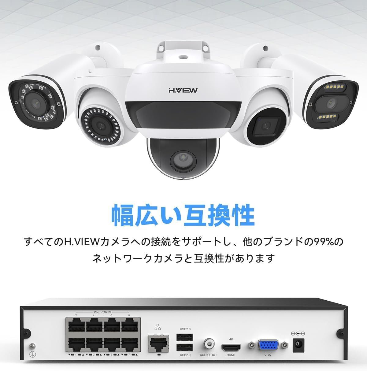 H.View 防犯録画機 2023年新版 NVRビデオレコーダー4K 8MP 8チャンネル H.265デジタルレコーダー 防犯レコーダー  スマホ遠隔監視対応 日本語システム(HDDなし) - メルカリ