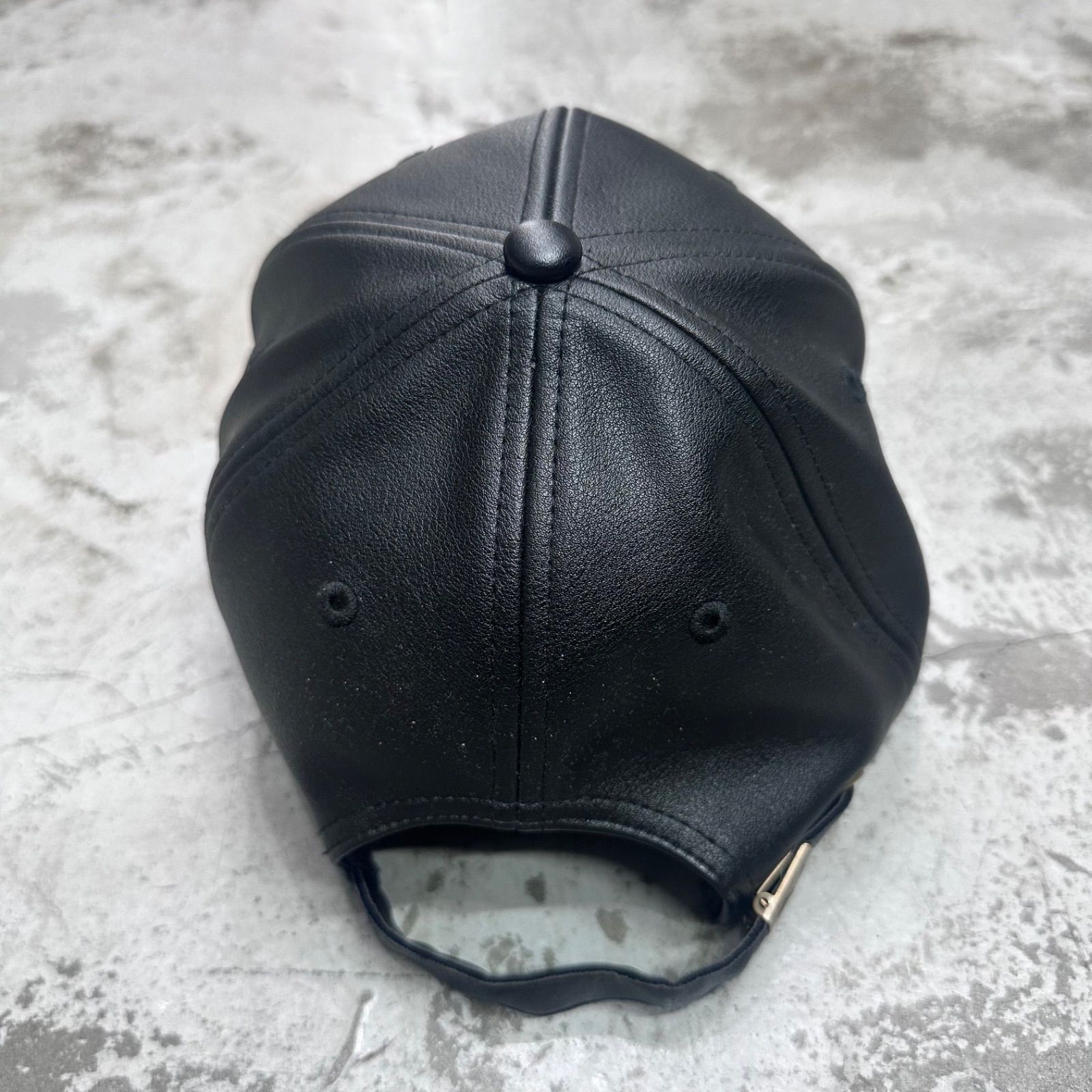 hide and seek レザーキャップ HIDEANDSEEK ブラックレザーキャップ