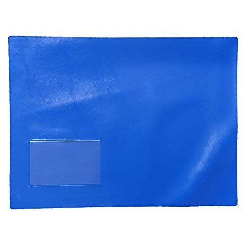 Color ブルー A4車検証入れ 無地 名刺入れ1個付 50枚セット 車検証ケース 青
