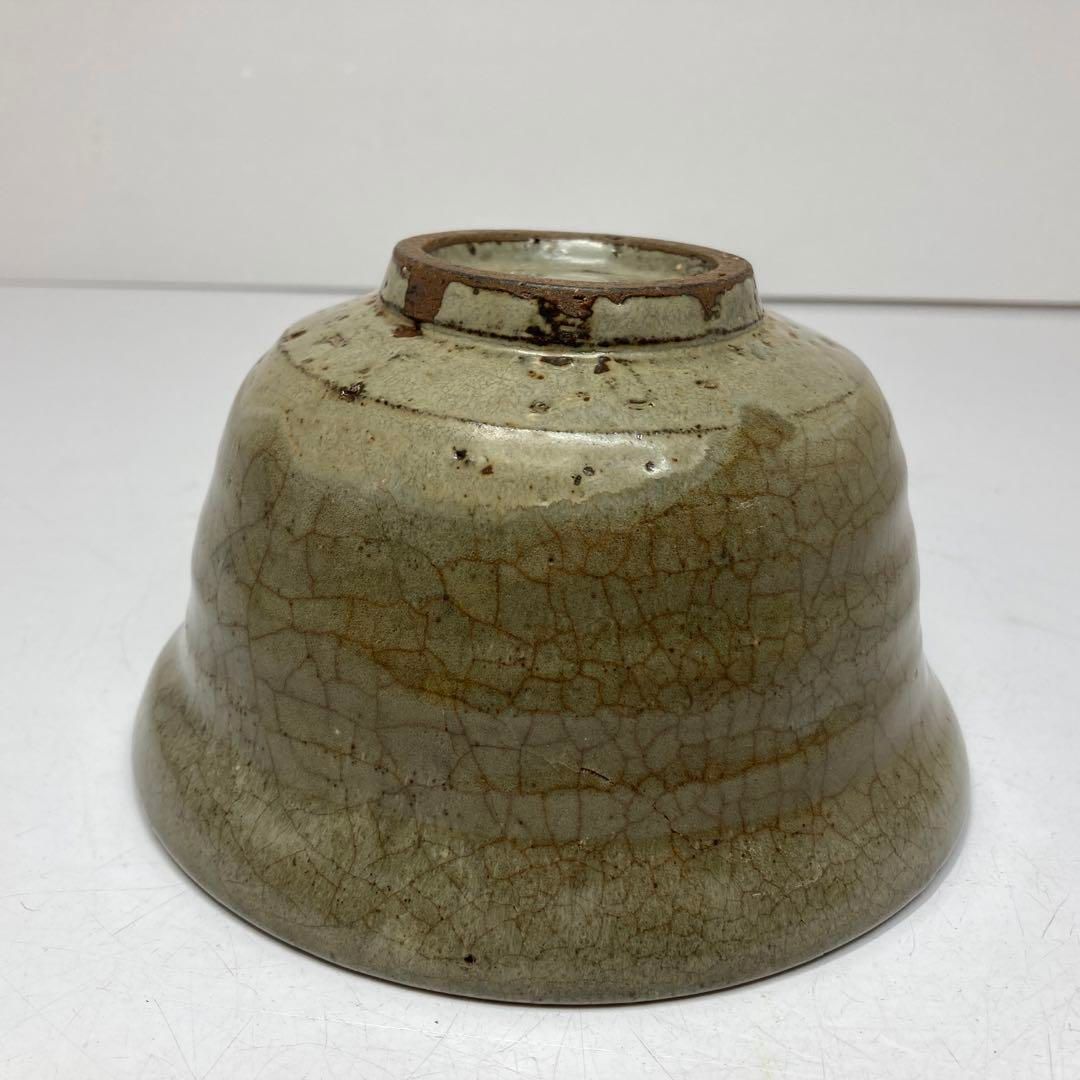 古代 李朝 青磁 茶碗 木箱付 幅約15.3㎝ 東さ5-1204①