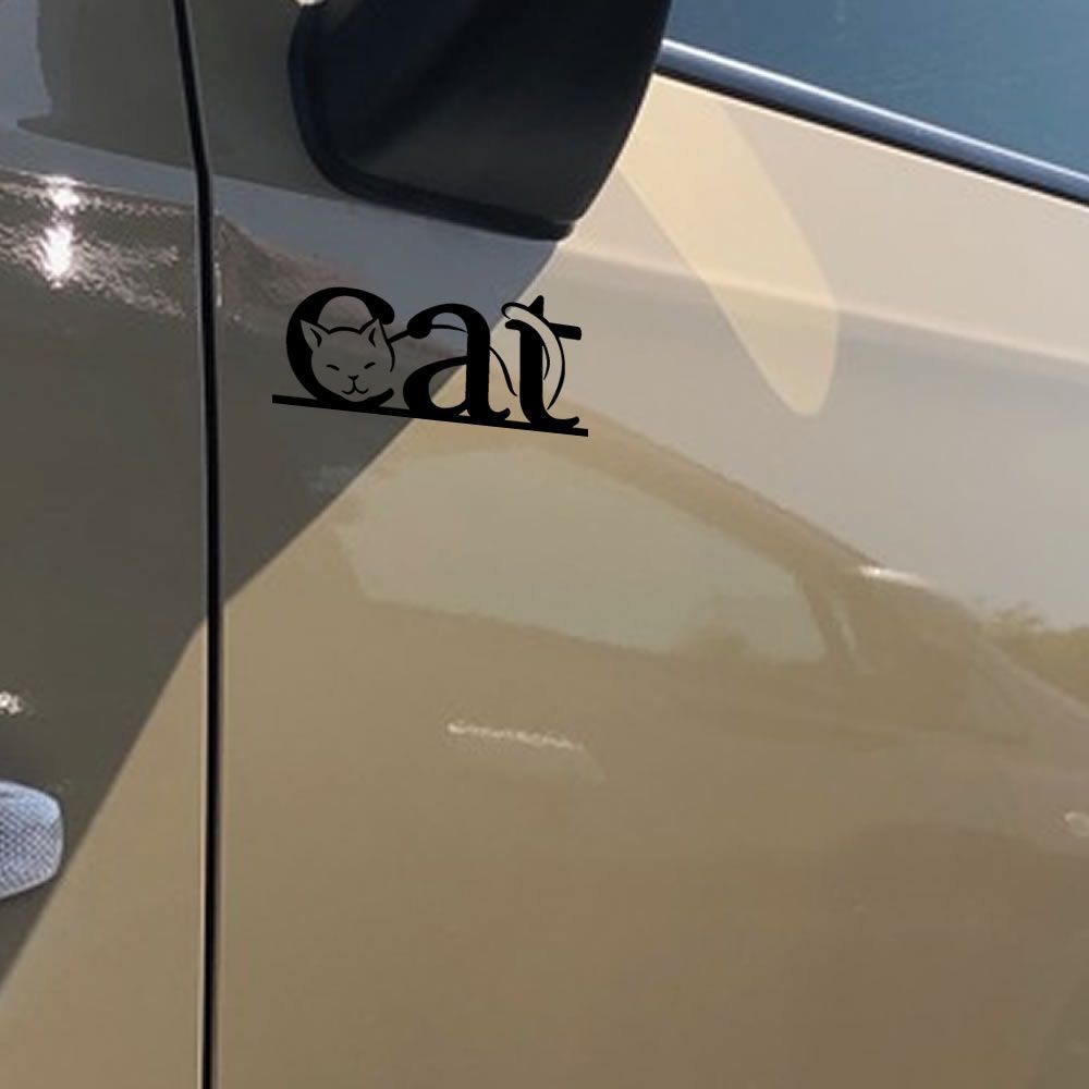 車 ステッカー CAT 猫 ネコ 愛猫 キャット ラブ 英語 英字 文字給油口 おもしろ バイク かっこいい カー用品 おしゃれ 転写式 白 黒  送料無料 - メルカリ