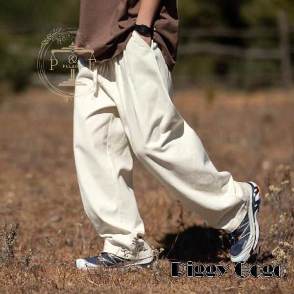 ロング イージーパンツ メンズ カジュアルパンツ ワイドパンツ ストレート ゆったり ストリート 無地 春夏