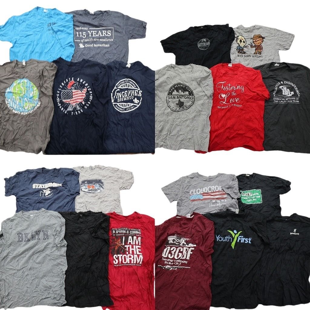 古着卸 まとめ売り カラーmix プリント 半袖Tシャツ 20枚セット (メンズ L ) 映画 ジェイソン 英文字プリント 中古 古着 MY7165