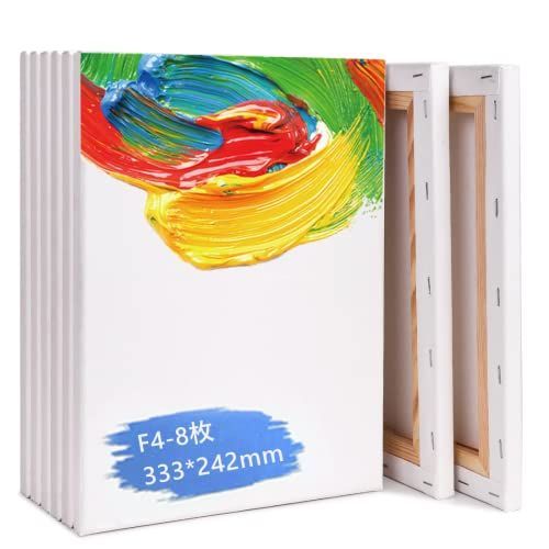 F4-8枚 張りキャンバス F4 キャンバス 画材 油絵 絵画 画布 綿化繊混紡 木製フレーム 描画 油彩・アクリル兼用 オイル漏れ防止 中目 ライト木枠 木製フレーム 化繊綿 壁に掛ける 部屋飾り 333mmx