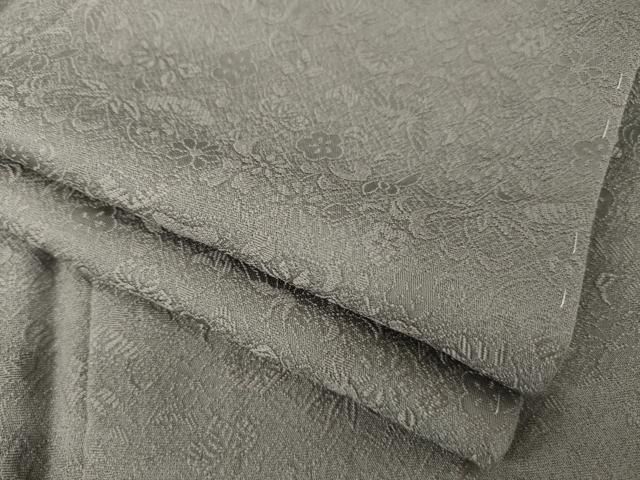 平和屋着物●上質な色無地 吉祥花地紋 源氏鼠色 さが美扱い 正絹 AABC3538ck
