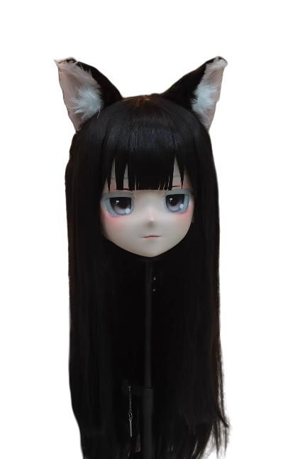 全頭マスク カツラ付き NO.1102 フルマスク ドール ヘッドロリータ人形 コスプレ マスク 仮装 着ぐるみ コスチューム 二次元