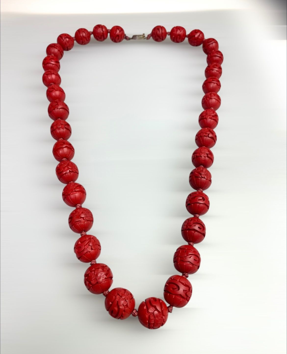 北京首飾　アンティーク　ネックレス　パーツ　中国 大玉堆朱首飾り ネックレス アンティーク 中国彫刻職人作 中国