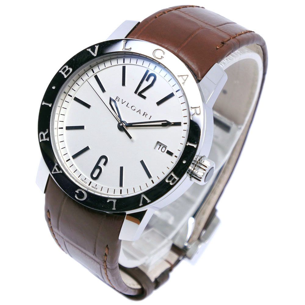 【BVLGARI】ブルガリ ブルガリブルガリ BB39WSLD ステンレススチール×レザー シルバー 自動巻き メンズ シルバー文字盤 腕時計
