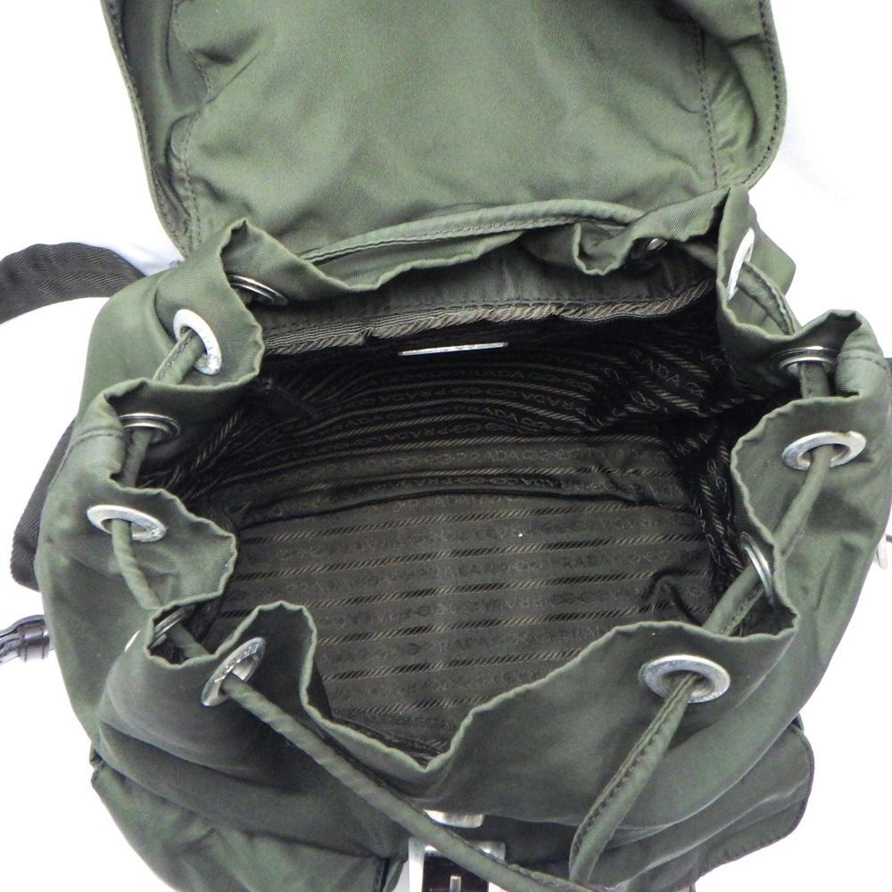 プラダ　Prada ダークグリーン ビジネスバッグ PRADA プラダ B6677 VELA EBANO ミニ リュックサック バックパック