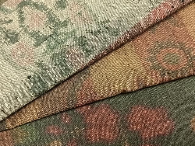 平和屋着物▽本場小千谷紬 単衣 百柄 繋ぎ絣 手織り 正絹 逸品