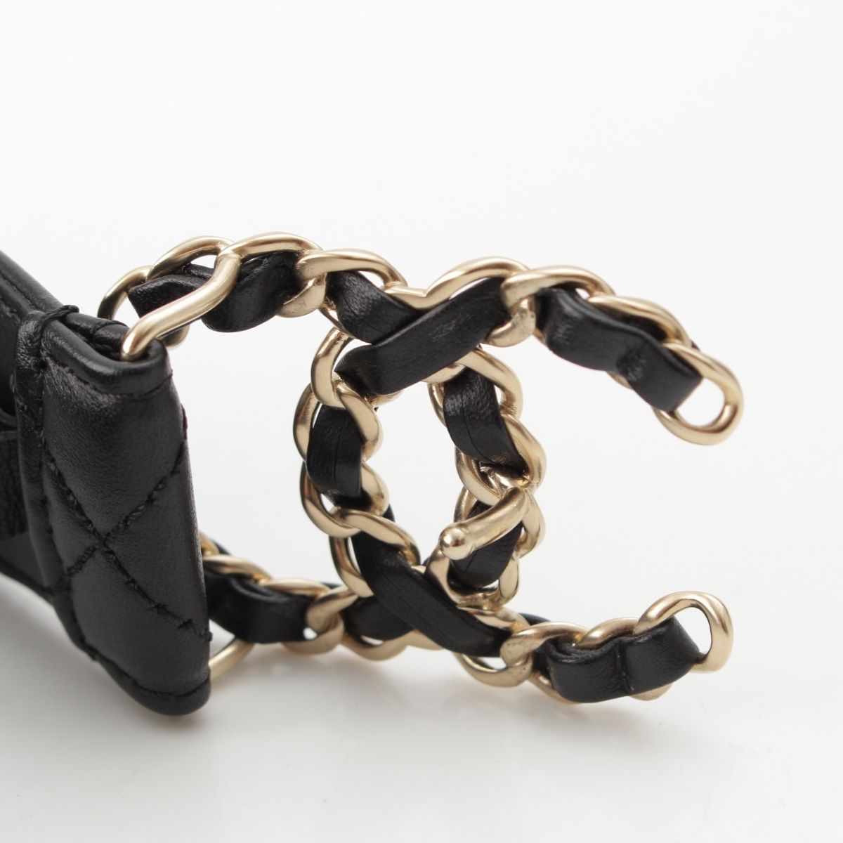 新品 CHANEL シャネル ブラック レザー ベルト 80/32 マトラッセ 新品 CHANEL シャネル ブラック レザー ベルト 80/32 マトラッセ