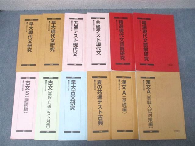BF05-016 駿台 早稲田大学 早大/共通テスト現代文/古文S(購読編)/古典/漢文A 基礎編/実戦入試対策編等 通年セット2023 12冊 000L0D