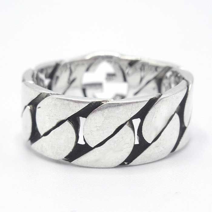 実現 グッチ リング 指輪 GUCCI INTERLOCKING G アンティーク加工 シルバー925 SV925 661515 J8400 0728 17 レディース ユニセックス