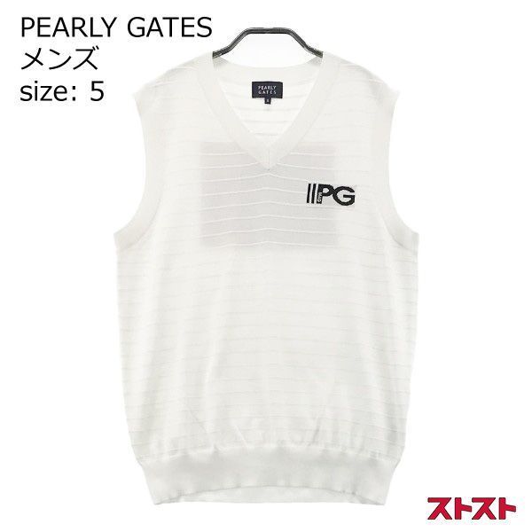 PEARLY GATES パーリーゲイツ 2022年モデル Vネックニットベスト グラデーションロゴ ホワイト系 5 ［240001881377］