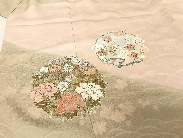 平和屋本店□極上 訪問着 駒刺繍 鬘帯正倉院花文 暈し染め 金彩 逸品  