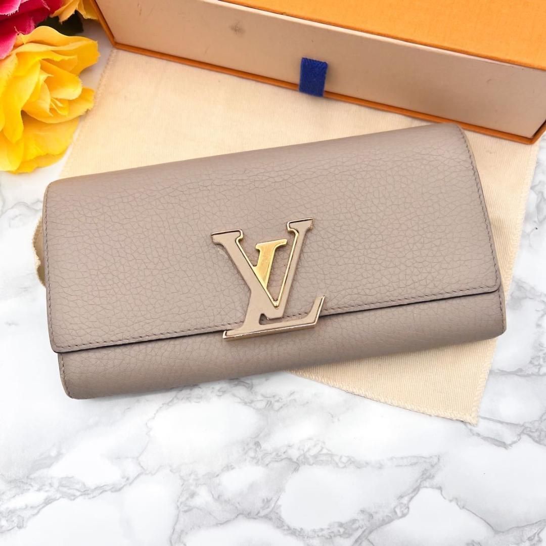 ルイヴィトン ポルトフォイユ カプシーヌ ガレ グレージュ 長財布  