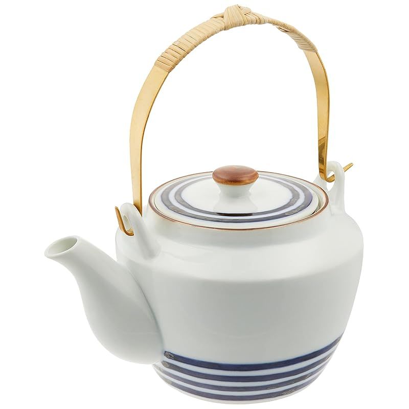 西海陶器 吉田焼 副千製陶所 土瓶 急須 4号 約650ml スーパーステンレス茶こし付 メタル弦 濃線紋 日本製