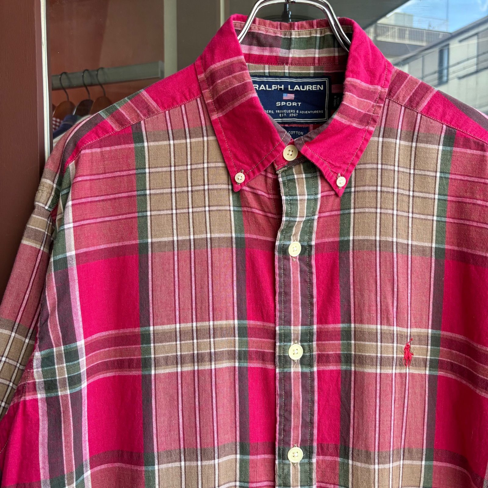 90s RALPH LAUREN SPORT 半袖チェックシャツ