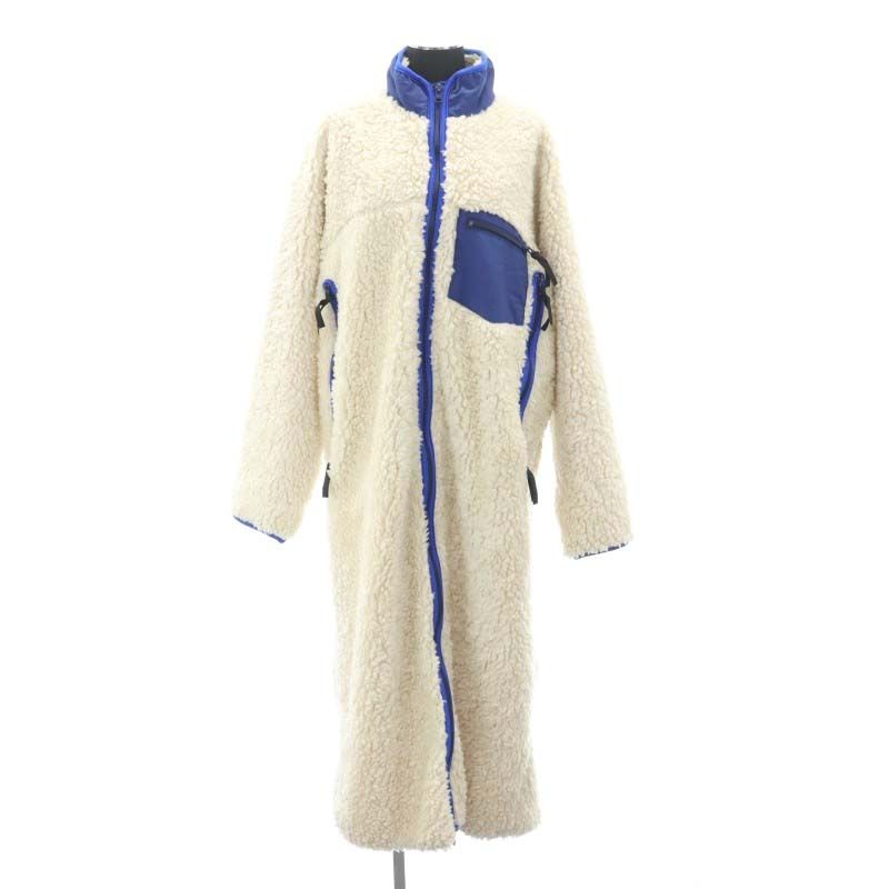 メゾンエウレカ MAISON EUREKA FLEECE LONG CARDIGAN ボア コート アウター ロング ジップアップ F オフホワイト  紺 青 /HK □OS □SH - メルカリ