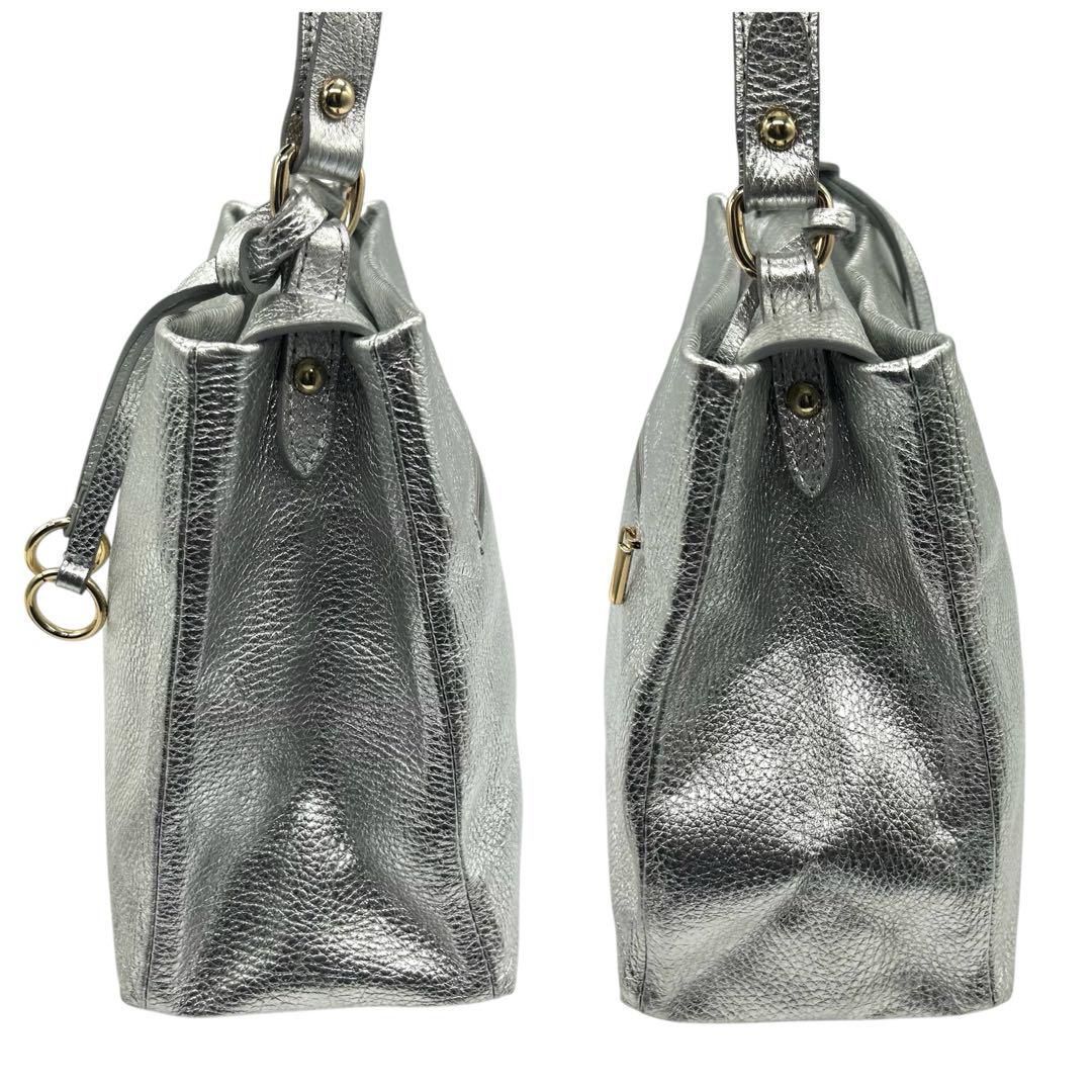 良品 2007 ASHELEN ハンドバッグ 2way ターンロック シルバー 良品 2007 ASHELEN ハンドバッグ 2way ターンロック シルバー