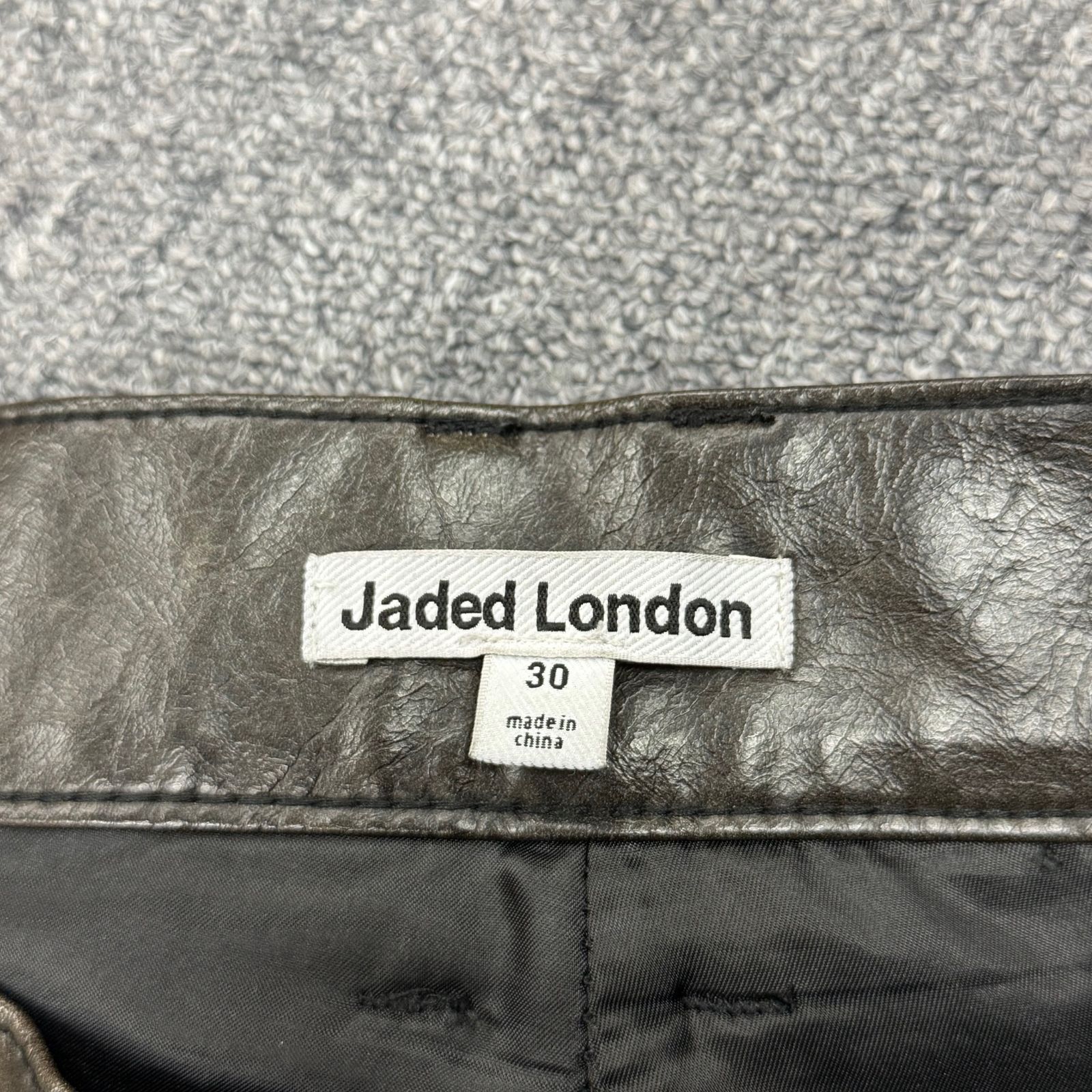 参考上代18200円 Jaded London Washed Black PU Drift Jeans 