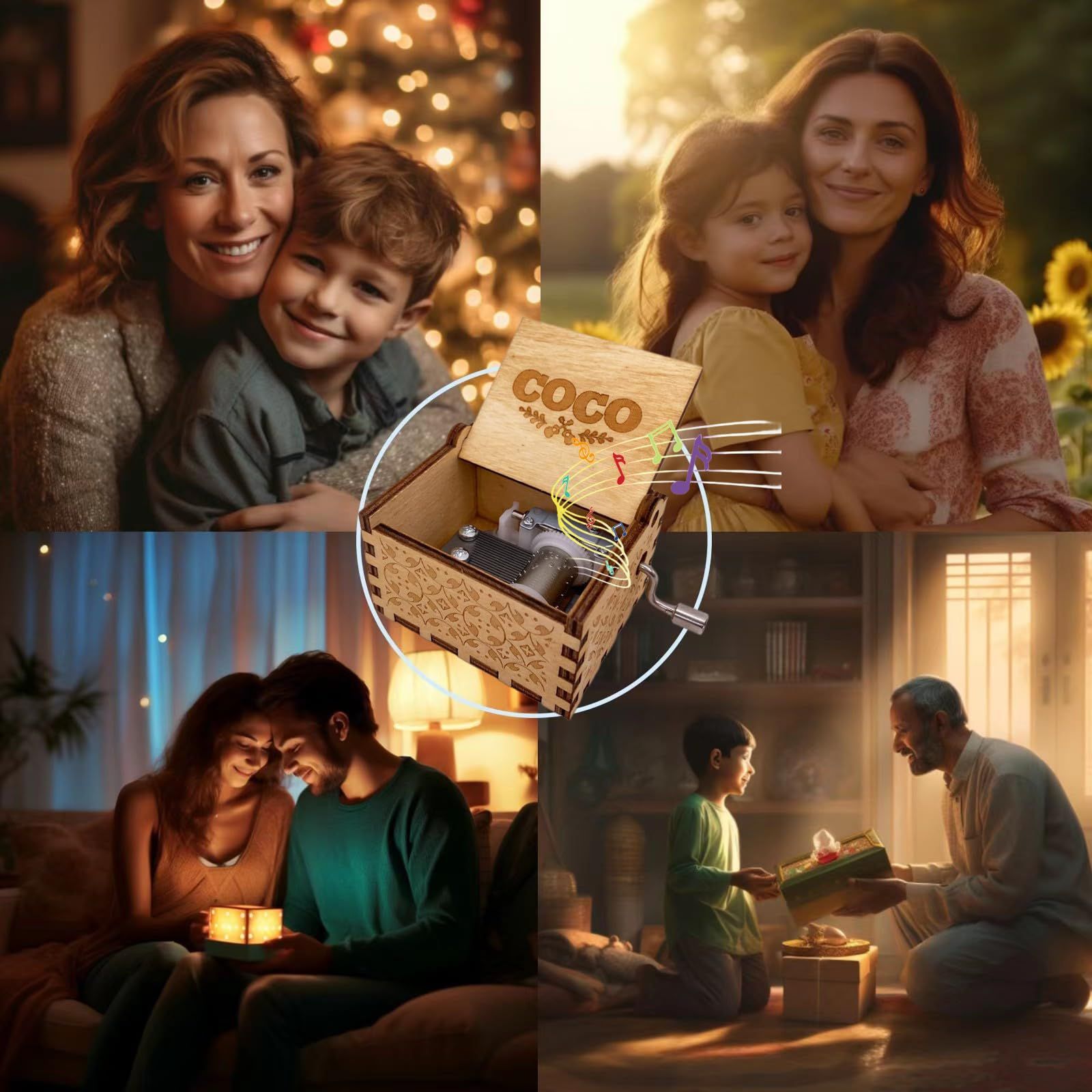 Teykst 手回しオルゴール Remember Me | 木製 18ノート ヴィンテージ刻印オルゴールコレクション装飾 | クリスマス 誕生日 記念日のギフト 