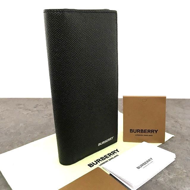 41 送料込み ♥品 BURBERRY 長財布 ブラック レザー 縦型