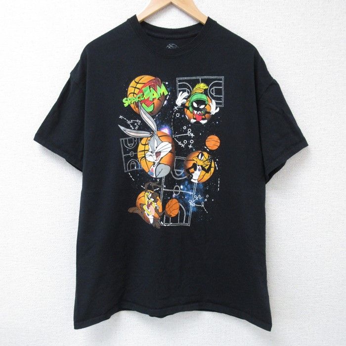 XL/古着 半袖 Tシャツ メンズ スペースジャム ルーニーテューンズ LOONEY TUNES マービンザマーシャン バッグスバニー タズ コットン クル
