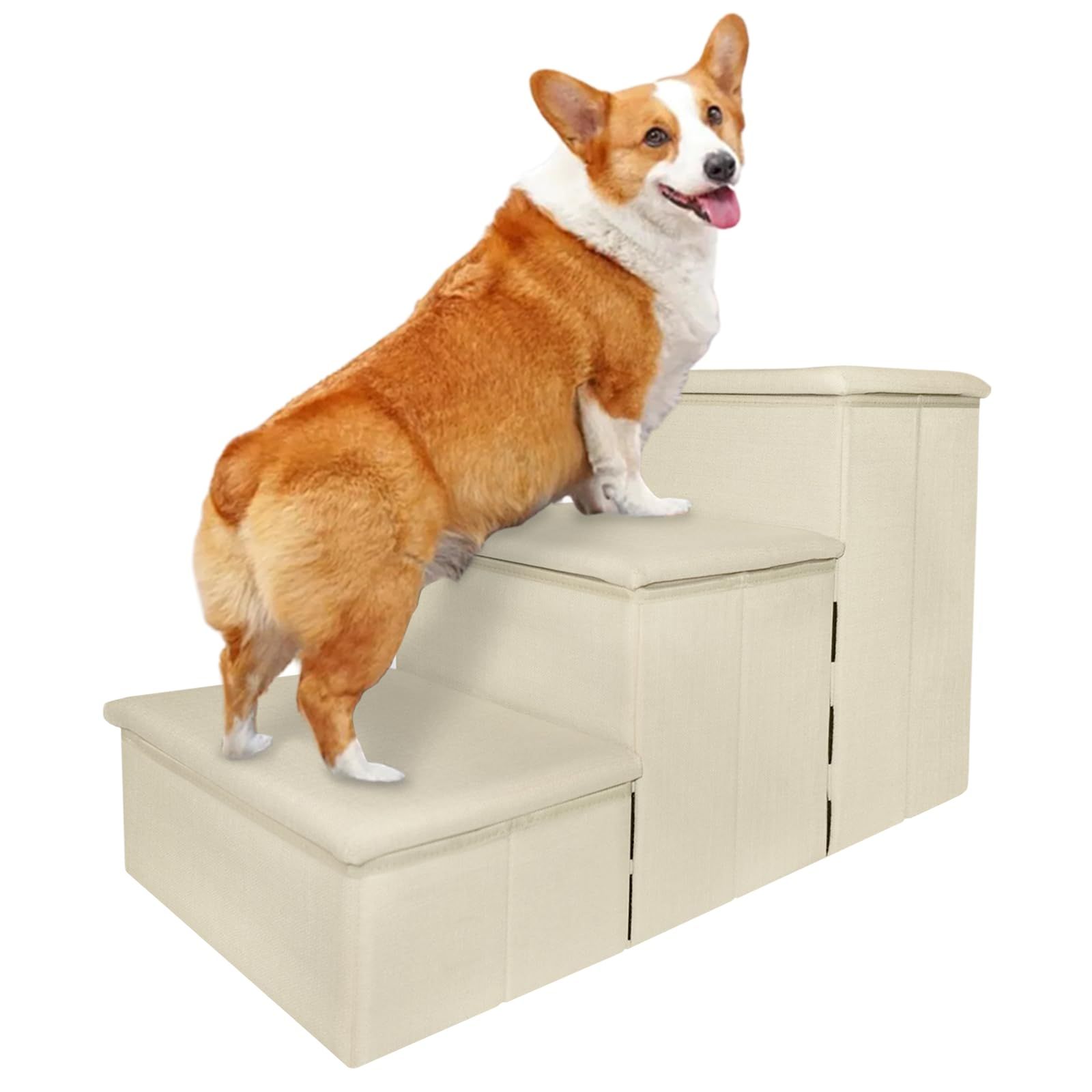 Kickred ドッグステップ 収納型 ３段 折り畳み ペット用階段 耐荷重80kg 犬 猫 老犬介護 滑り止め 踏み台 収納ボックス ソファーベッド用 犬 踏み台 膝 腰保護 シニア犬 高齢犬 怪我防止 ケガ犬 