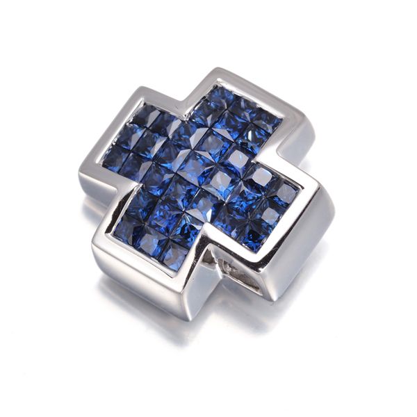 レ エッセンシャル ペンダントトップ サファイア ミステリーセッティング クロス K18WG 177174