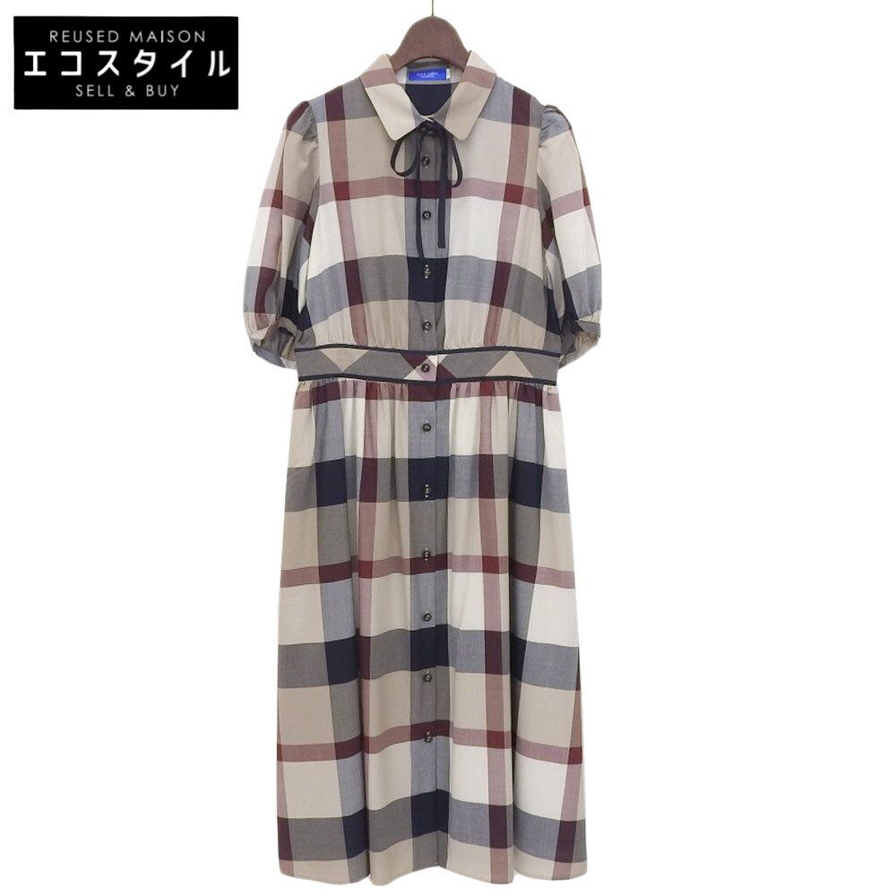 BLUE LABEL CRESTBRIDGE ブルーレーベルクレストブリッジ BLUE LABEL CRESTBRIDGE ブルーレーベルクレストブリッジ チェックエアリーブロードドレス ワンピース レディース ベージュ系 36 36