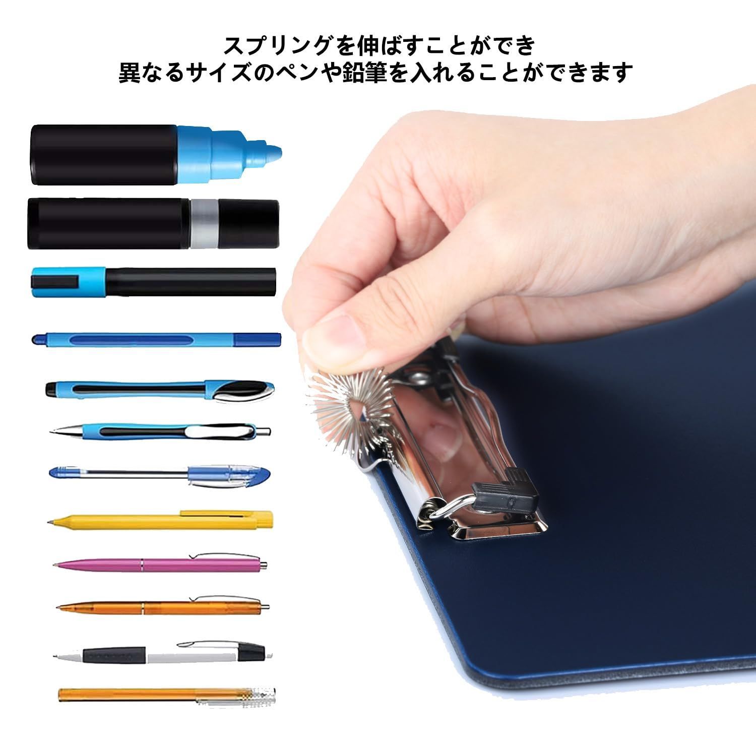 売切注意 お急ぎ下さい 書きやすさ 縦 用箋挟 クリップファイル 3.0mm厚板 バインダー バインダー ネイビー ペンホルダー付き クリップボード a4 DoocliB WWW_SKLAD-KIRPICHA_RU